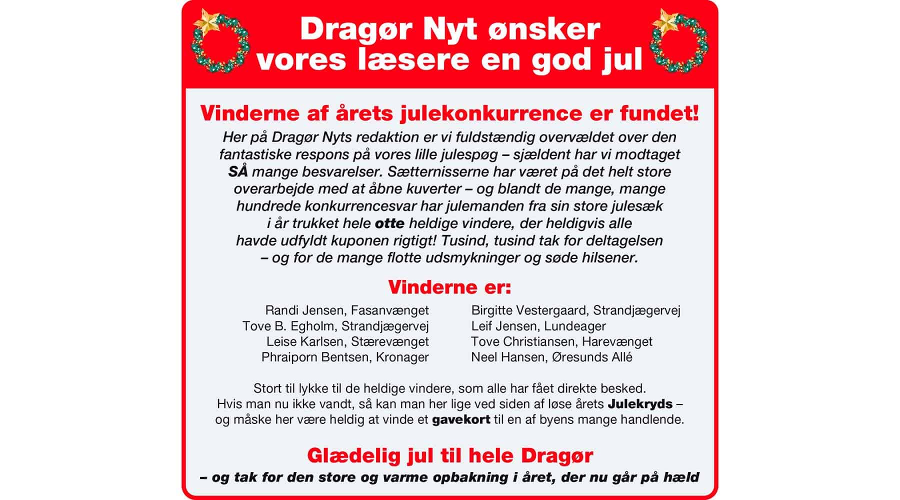 Vinderne af årets julekonkurrence er fundet!